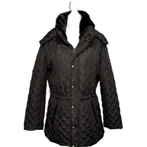 Marc New York Black Acrylic Fur Lined Winter Jacket Womens Medium Size